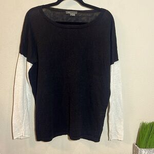 Vince Linen Color Block Long Sleeve Shirt Small